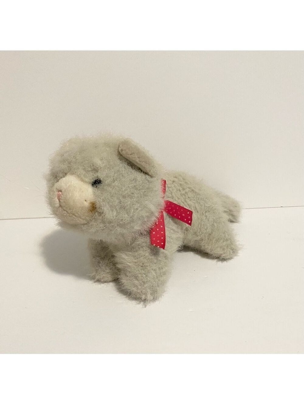 Cat Gray Persian Kitten Plush Baby Rattle Tail VTG 1980 Gund 7" Stuffed Animal